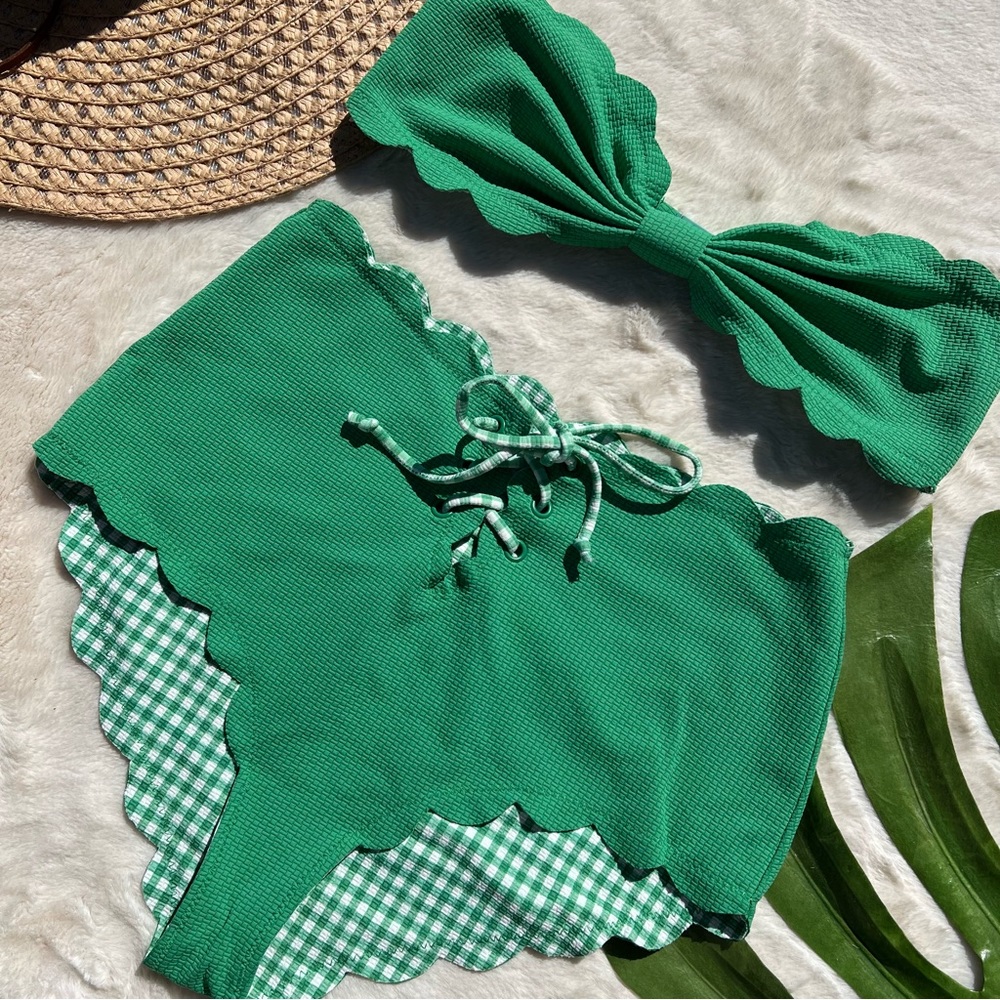 Marysia Reversible Gingham High Waisted Bikini Set